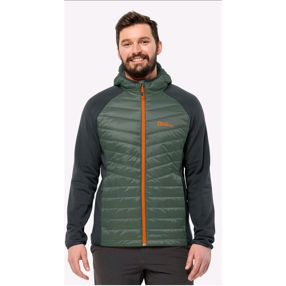 Jack Wolfskin Men's Routeburn Pro Hybrid Jacket Hedge Green Sz L Bluesign NEW!